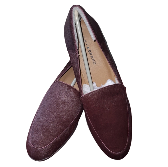 Lucky Brand Shoes - LUCKY BRAND Camdyn 2 Calf Cow Hair Loafer Flat Burgundy Maroon Leather 11 M